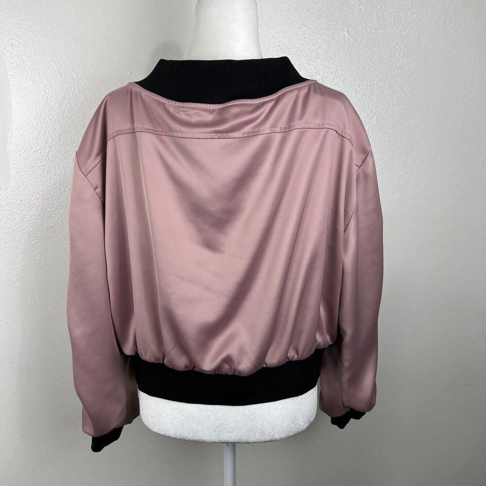 Alpha & Omega Interstellar Bomber Jacket Women Small Pink Satin Off Shoulder - Picture 6 of 16